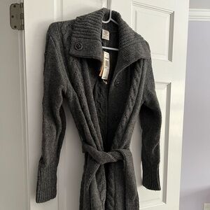 Timberland Gray Cable Knit Cardigan Sweater